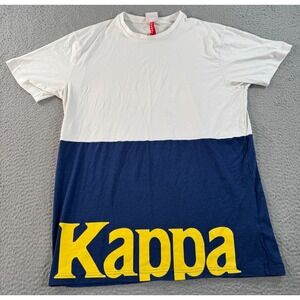 Kappa Shirt Men's 2XL White Colorblock Cotton Authentic Tee Skater Stretch